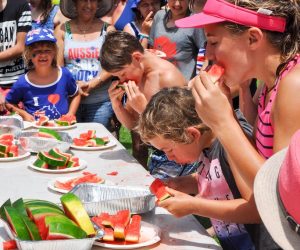 Watermelon,Eating,Contest,At,The,Coogee,Beach,Festival,western,Australia/watermelon,Eating Watermelon eating contest at the Coogee Beach Festival,Western Australia/Watermelon Eating Contest/COOGEE,WA,AUSTRALIA-JANUARY 26,2016: Kids watermelon eating contest in Coogee, Western Australia.